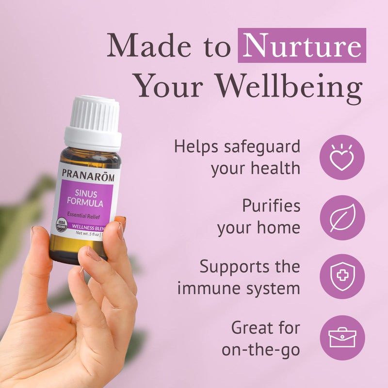 Pranarom - Sinus Formula Essential Oil Blend, Organic Essential Oils for Health, Essential Oils for Wellness, Aromatherapy Essential Oils, Certified Organic, 15ml - Image 5